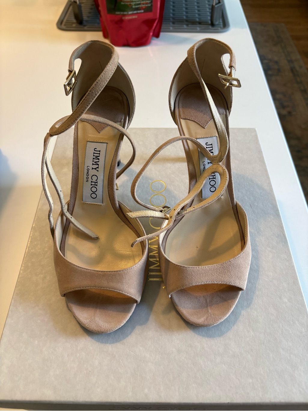 Jimmy Choo Lane 85 Ballet Pink Suede Sandals | Size 35 (Us 5) | Box Included